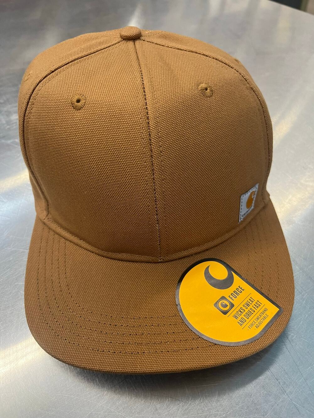 CARHARTT Force Men's Brown Adjustable Firm Duck Flat Brim Cap Hat One Size
